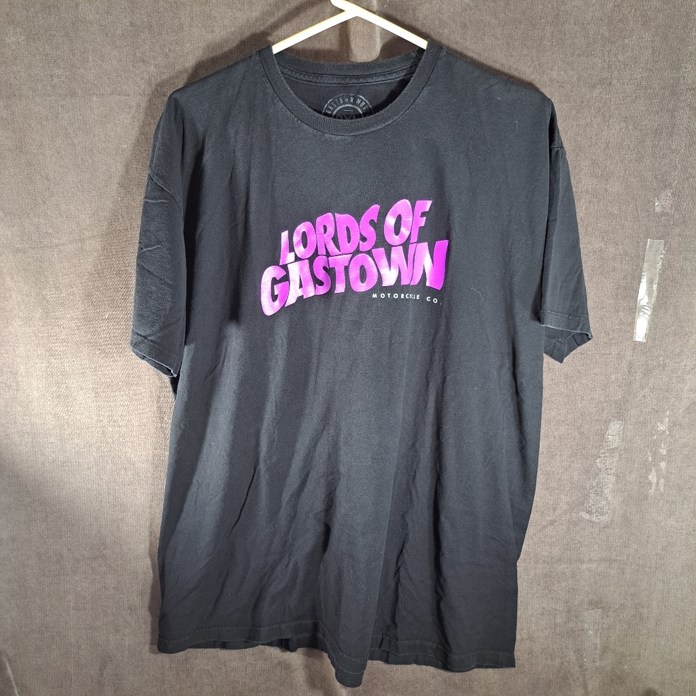 Lords of Gastown Motorcycle Co. Black and Purple Large Logo Graphic Tee VG- 2XL